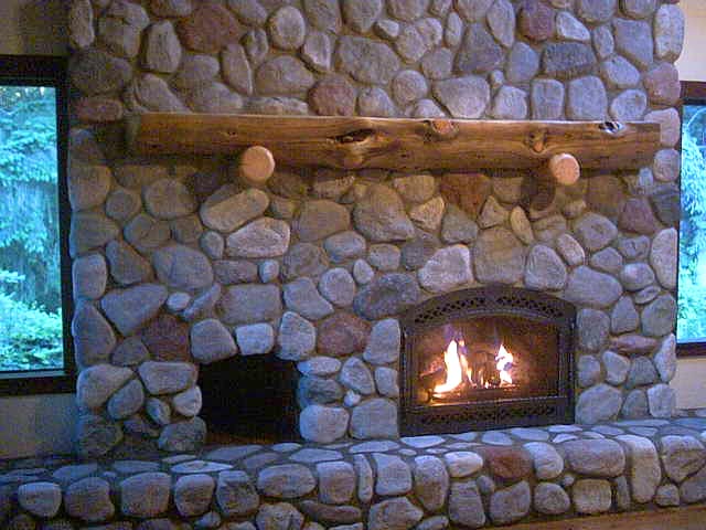 Stone fireplace face